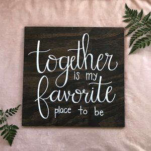 Hand lettered wood sign